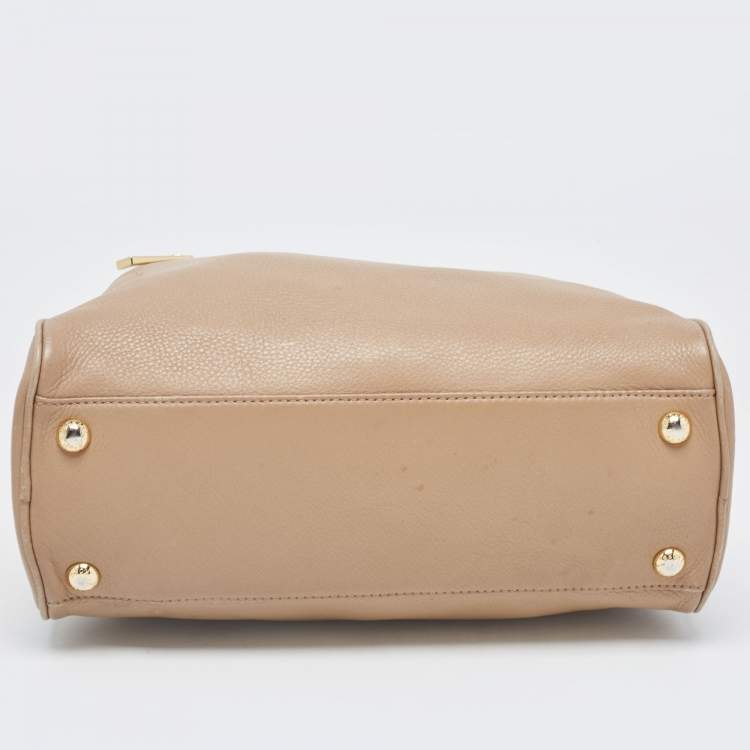 Pre Owned MICHAEL Michael Kors Beige Leather Dome Satchel