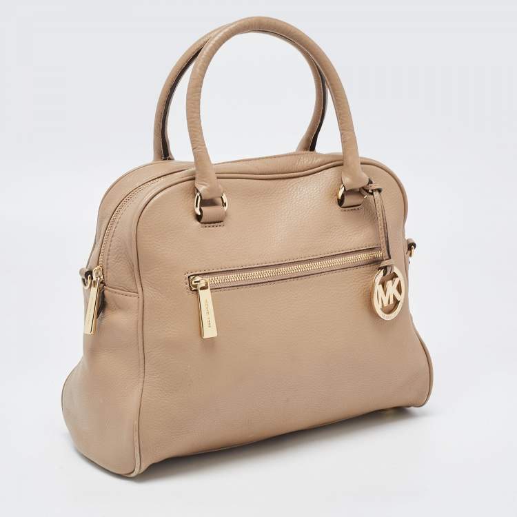 Pre Owned MICHAEL Michael Kors Beige Leather Dome Satchel