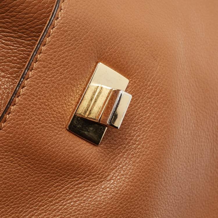 Pre Owned Michael Kors Brown Leather Sloan Flap Top Handle Bag