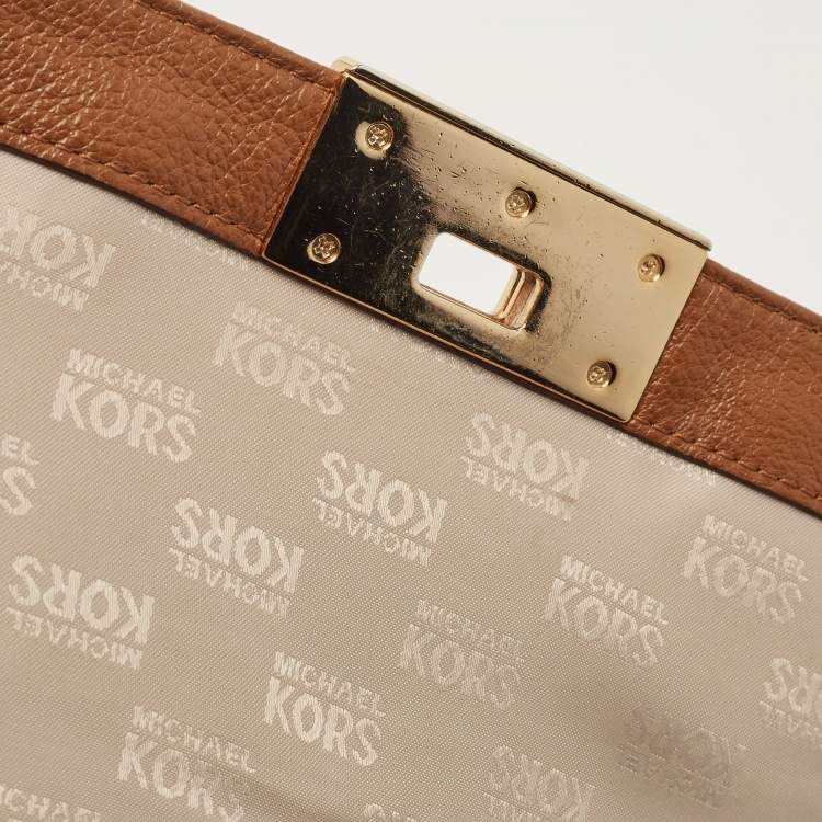 Pre Owned Michael Kors Brown Leather Sloan Flap Top Handle Bag