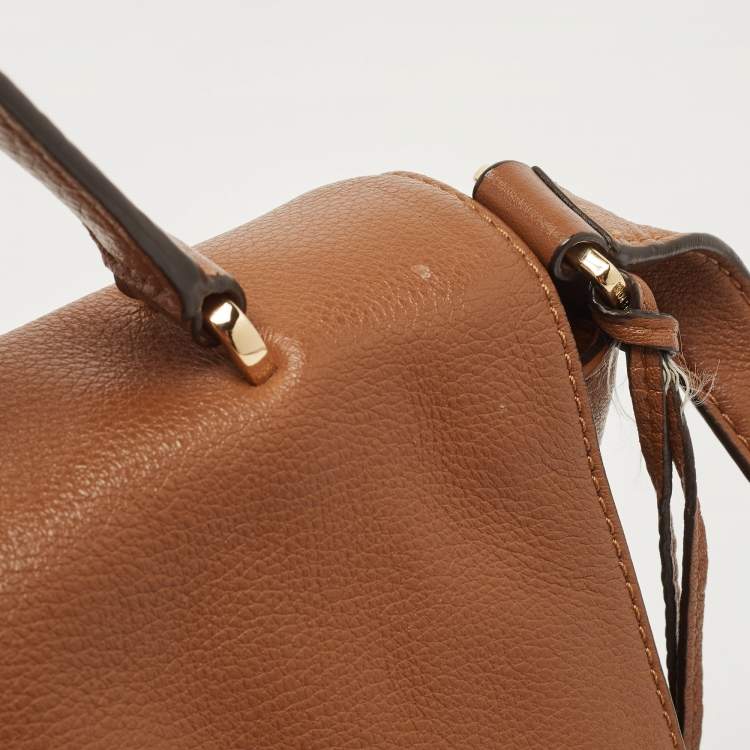 Pre Owned Michael Kors Brown Leather Sloan Flap Top Handle Bag