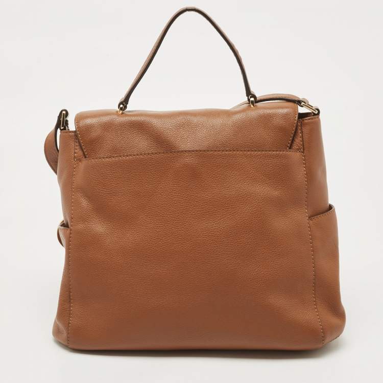 Pre Owned Michael Kors Brown Leather Sloan Flap Top Handle Bag