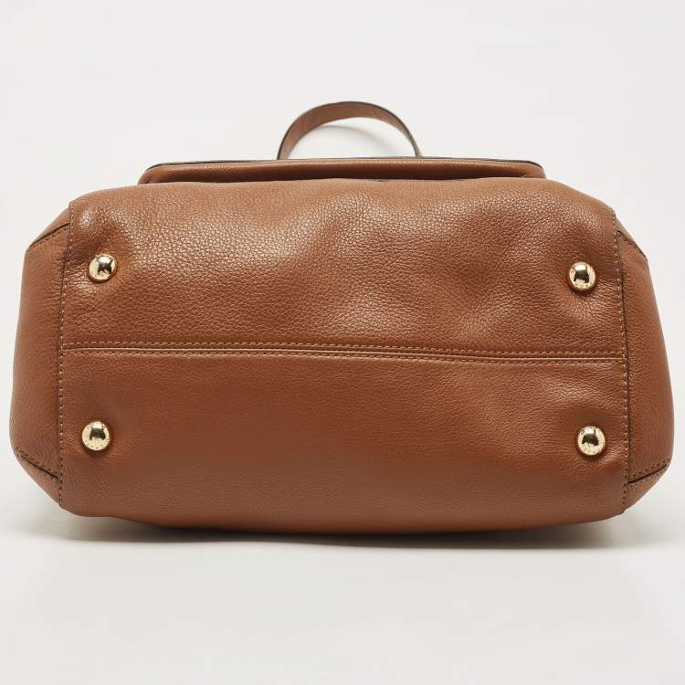 Pre Owned Michael Kors Brown Leather Sloan Flap Top Handle Bag