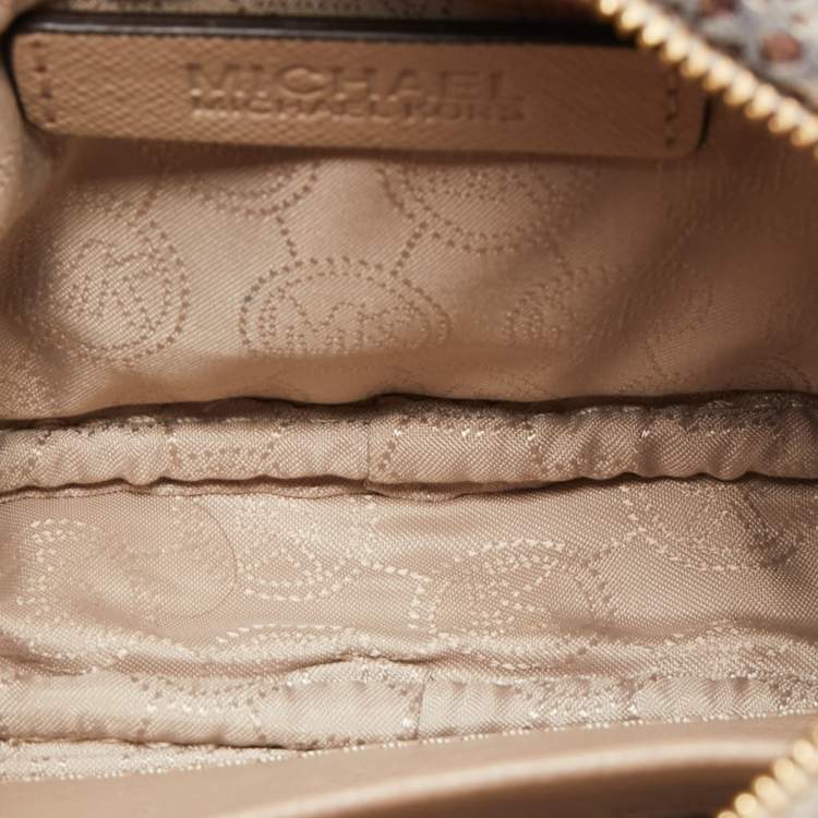 Pre Owned Michael Kors Grey Python Embossed Laminated Suede  Logo Camera Crossbody Bag