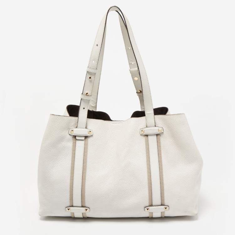 Pre Owned Michael Kors Off White Leather Travel Tote