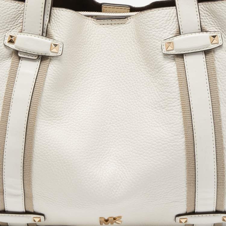 Pre Owned Michael Kors Off White Leather Travel Tote