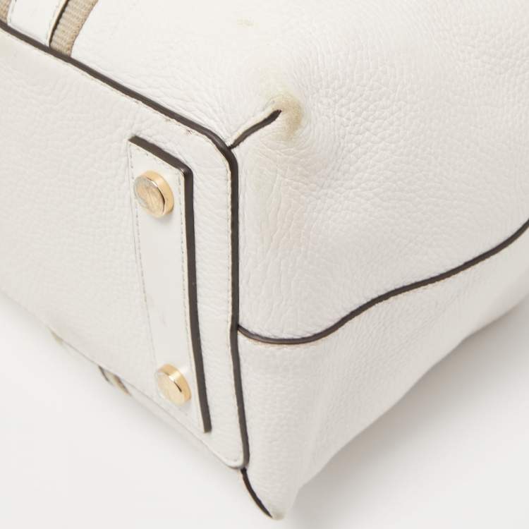 Pre Owned Michael Kors Off White Leather Travel Tote