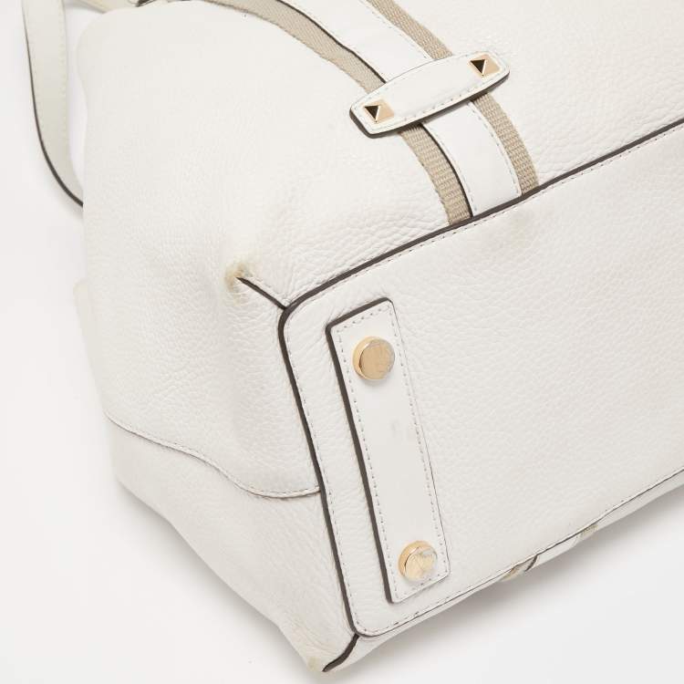 Pre Owned Michael Kors Off White Leather Travel Tote