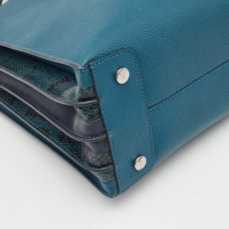 Pre Owned Michael Kors Tri Color Leather and Snakeskin Embossed Mercer Studio Tote