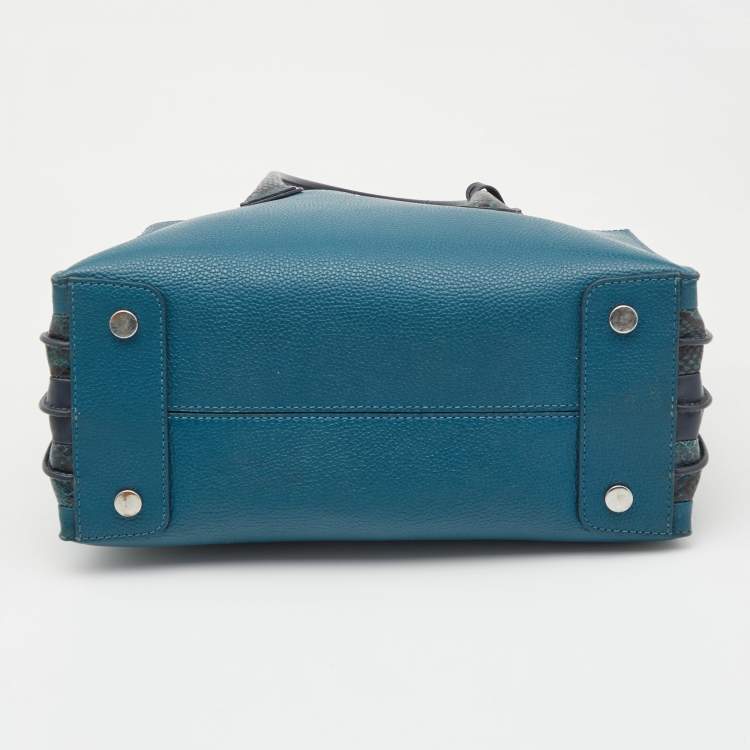 Pre Owned Michael Kors Tri Color Leather and Snakeskin Embossed Mercer Studio Tote