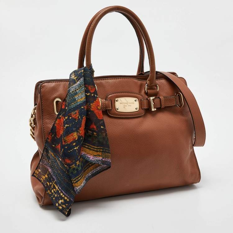 Pre Owned MICHAEL Michael Kors Tan Leather Hamilton North South Tote