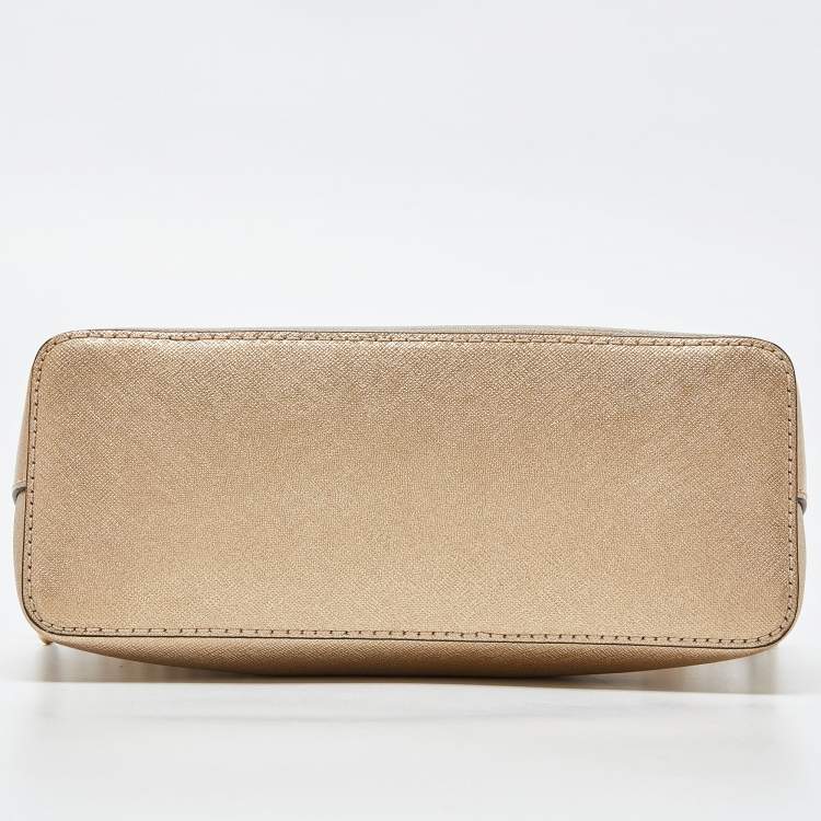 Pre Owned MICHAEL Michael Kors Gold Leather Emmy Crossbody Bag