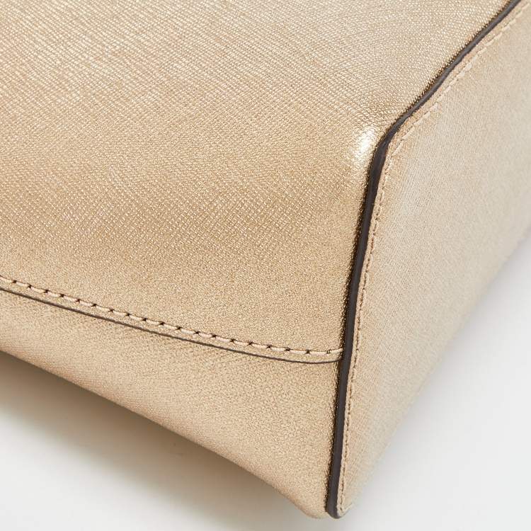 Pre Owned MICHAEL Michael Kors Gold Leather Emmy Crossbody Bag