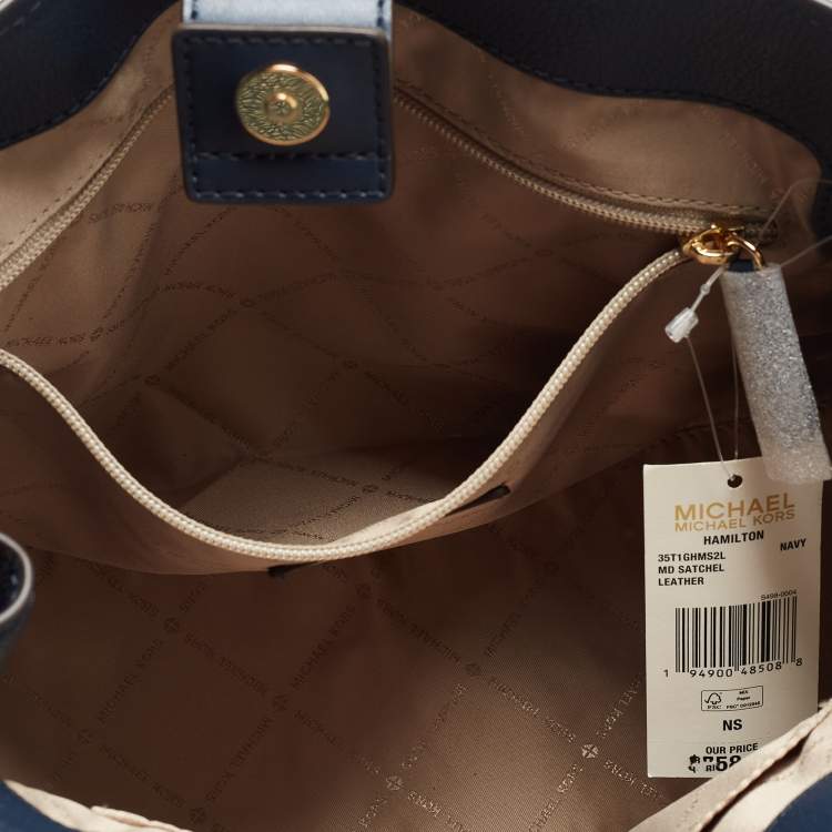 Pre Owned Michael Kors Blue Leather Medium Hamilton Tote