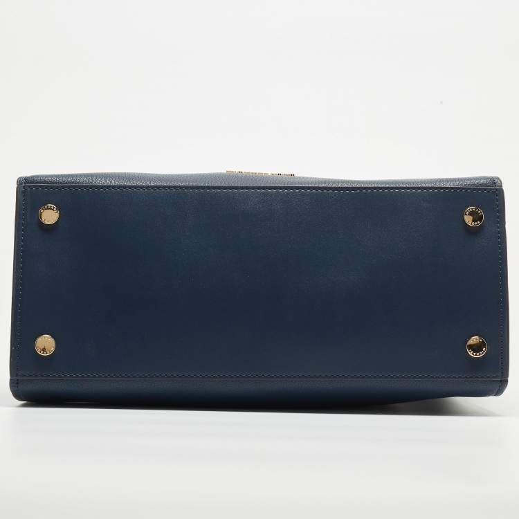 Pre Owned Michael Kors Blue Leather Medium Hamilton Tote