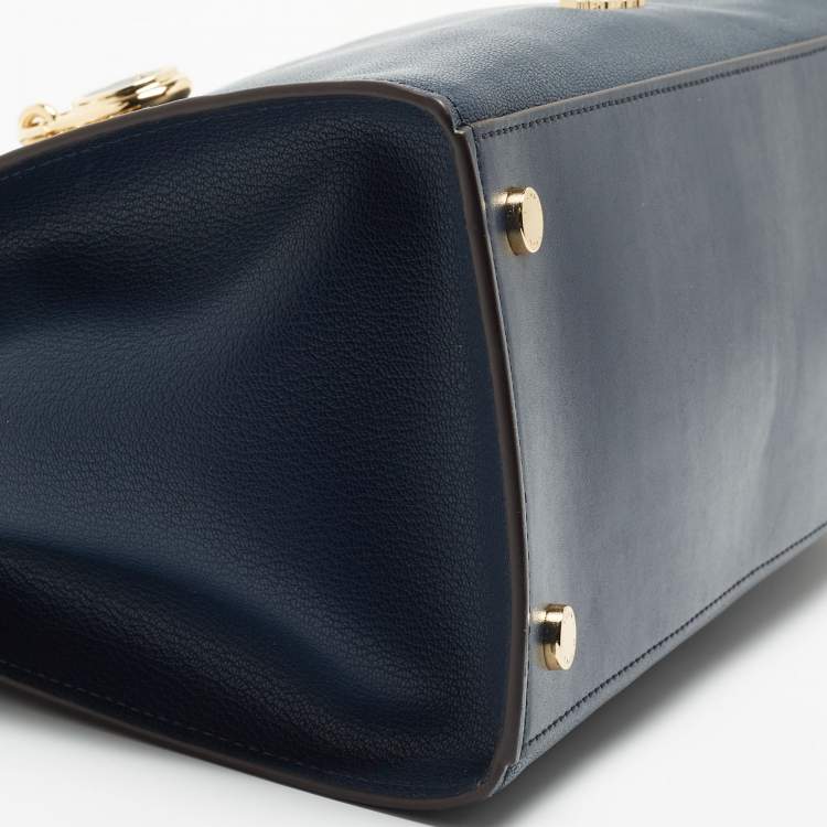 Pre Owned Michael Kors Blue Leather Medium Hamilton Tote