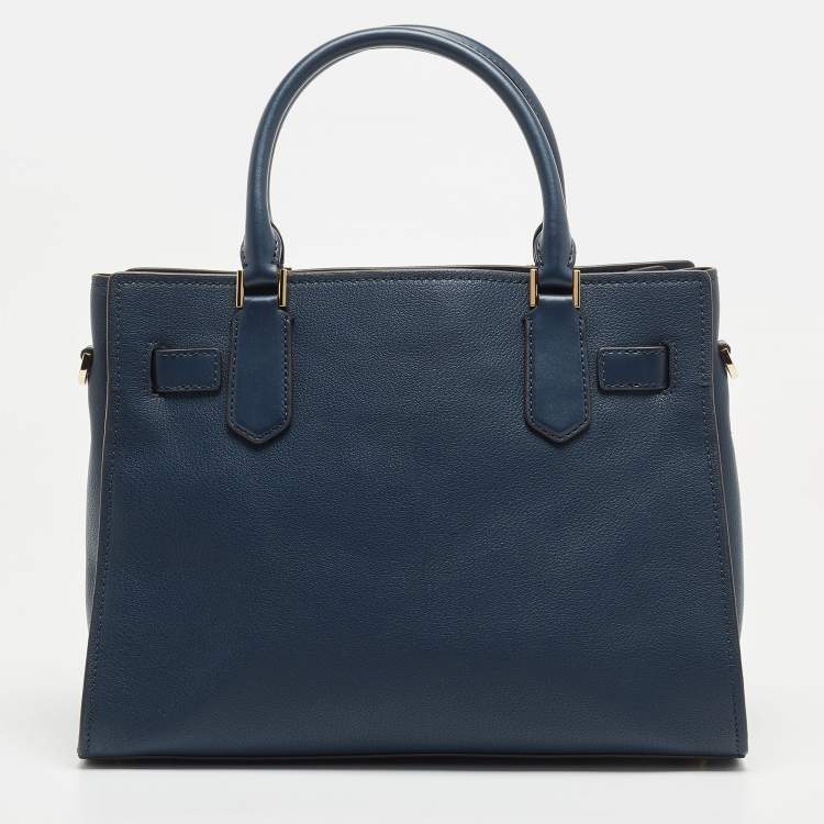Pre Owned Michael Kors Blue Leather Medium Hamilton Tote