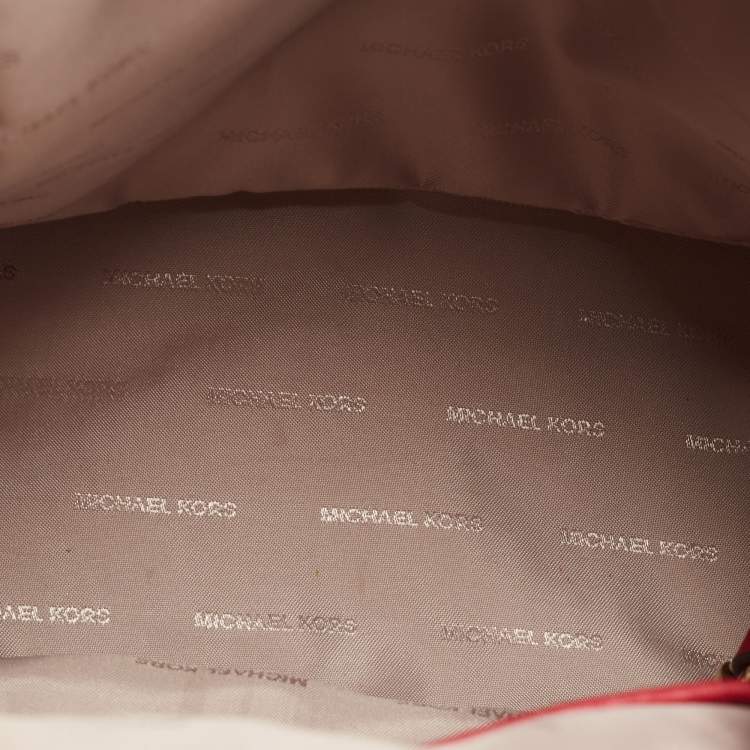 Pre Owned Michael Kors Red Leather Medium Studded Rhea Backpack