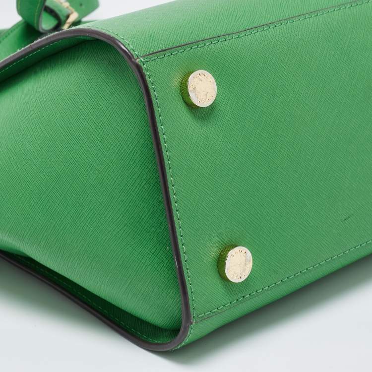 Pre Owned Michael Kors Green Saffiano Lux Leather Large Selma Tote