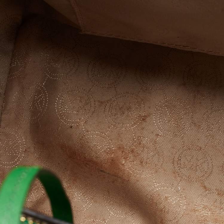 Pre Owned Michael Kors Green Saffiano Lux Leather Large Selma Tote