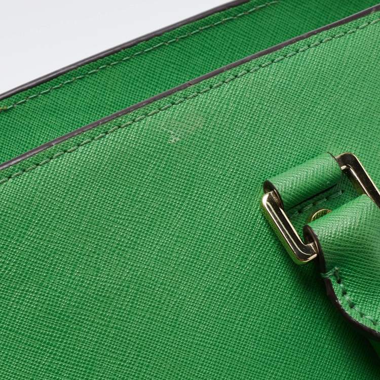 Pre Owned Michael Kors Green Saffiano Lux Leather Large Selma Tote