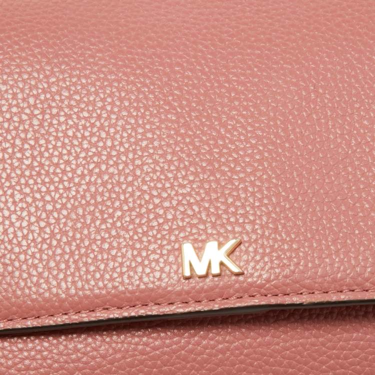 Pre Owned Michael Kors Pink Leather Jet Set Phone Crossbody Bag