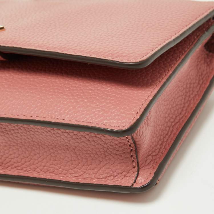 Pre Owned Michael Kors Pink Leather Jet Set Phone Crossbody Bag