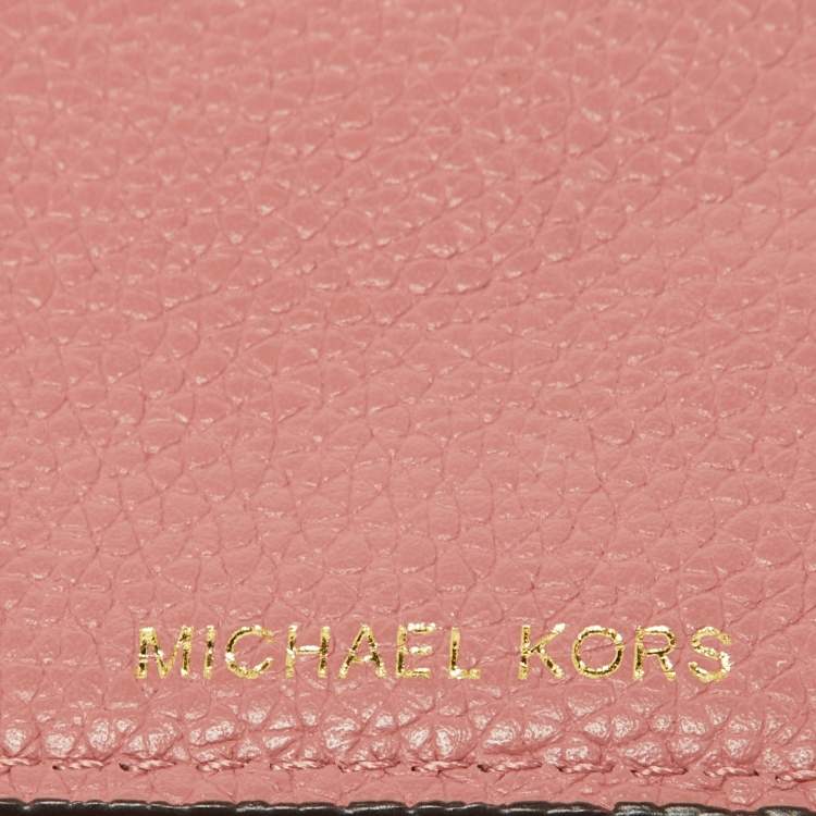 Pre Owned Michael Kors Pink Leather Jet Set Phone Crossbody Bag