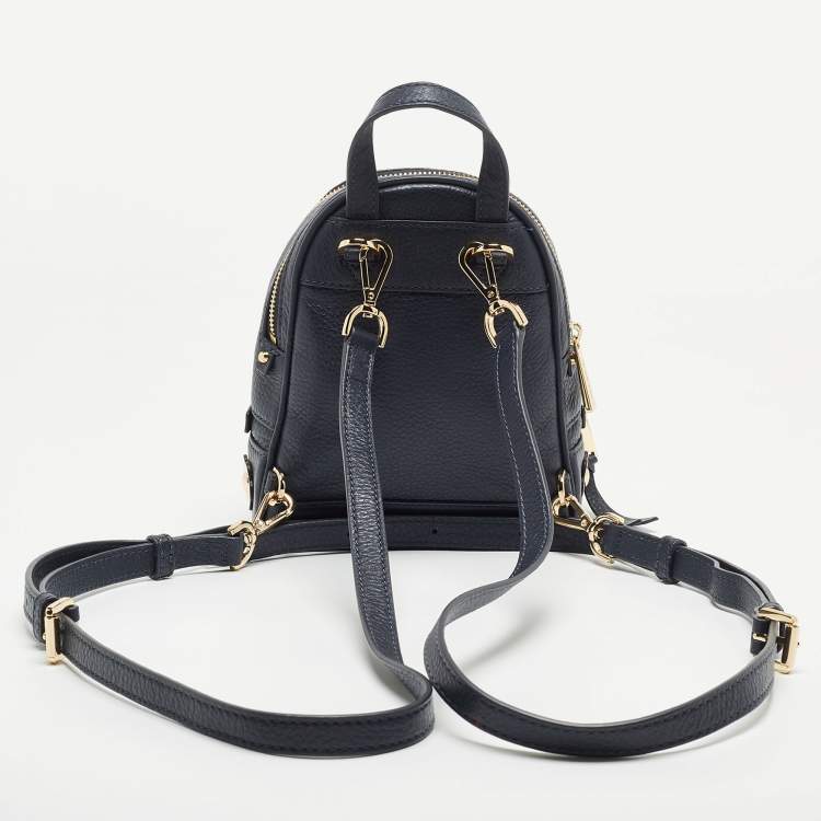 Pre Owned Michael Kors Blue Leather Mini Rhea Backpack