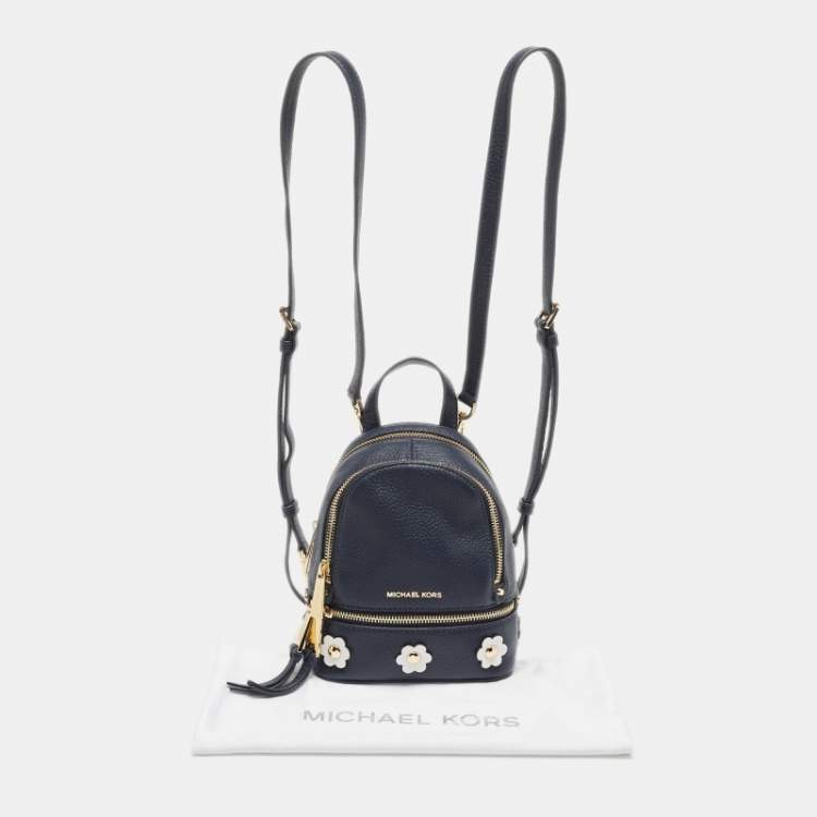 Pre Owned Michael Kors Blue Leather Mini Rhea Backpack