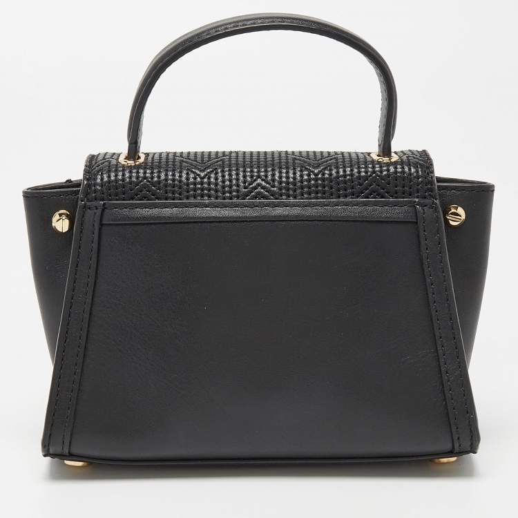 Pre Owned Michael Kors Black Quilted Leather Mini Whitney Top Handle Bag