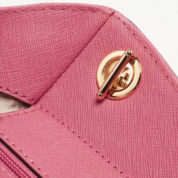 Pre Owned Michael Kors Pink Saffiano Leather Small Jet Set Travel Shoulder Bag