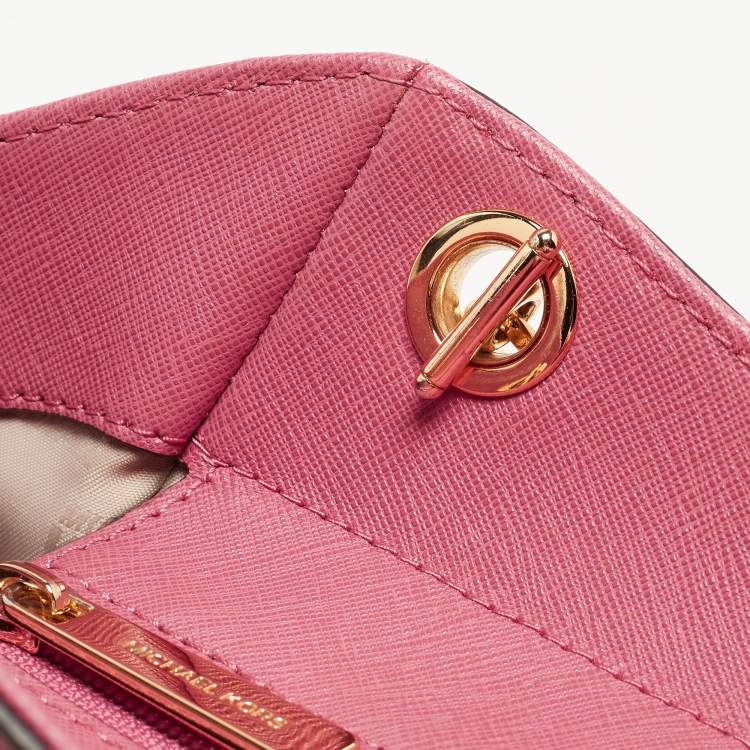 Pre Owned Michael Kors Pink Saffiano Leather Small Jet Set Travel Shoulder Bag