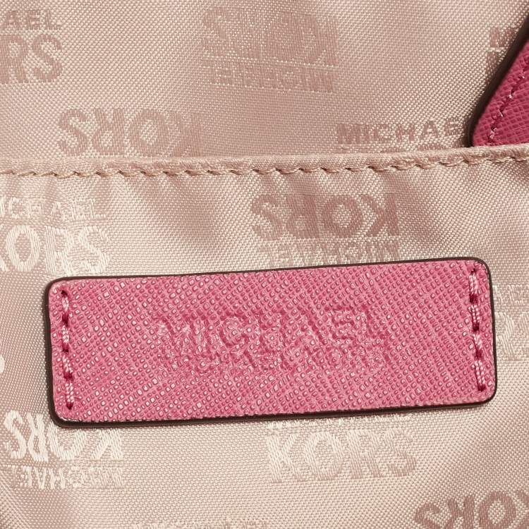Pre Owned Michael Kors Pink Saffiano Leather Small Jet Set Travel Shoulder Bag