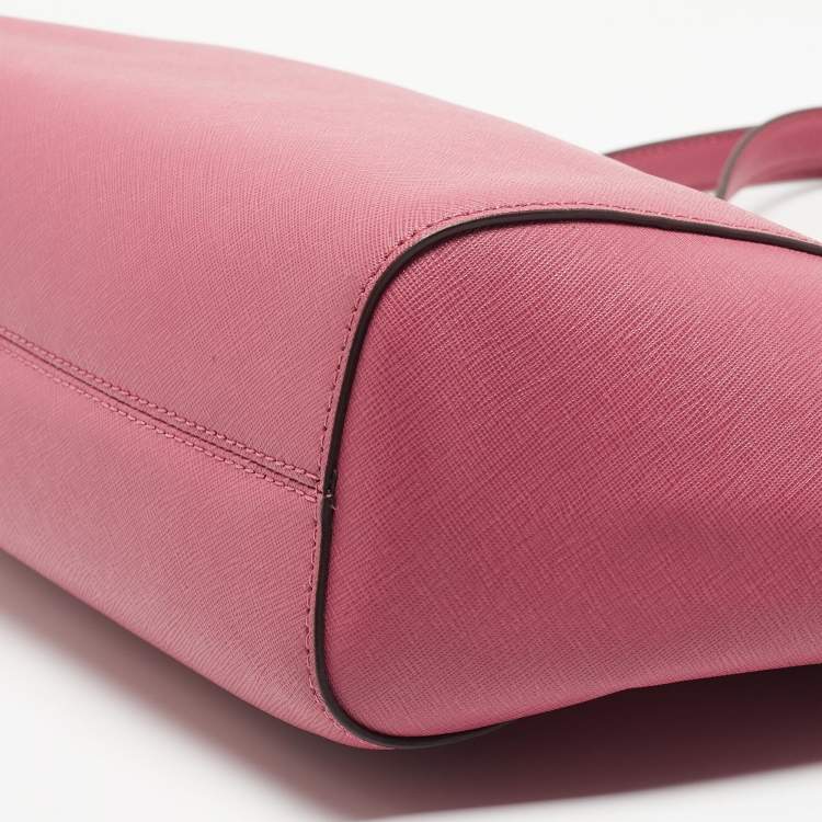 Pre Owned Michael Kors Pink Saffiano Leather Small Jet Set Travel Shoulder Bag