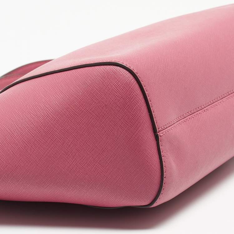 Pre Owned Michael Kors Pink Saffiano Leather Small Jet Set Travel Shoulder Bag