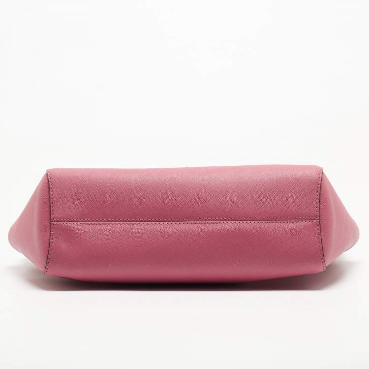 Pre Owned Michael Kors Pink Saffiano Leather Small Jet Set Travel Shoulder Bag