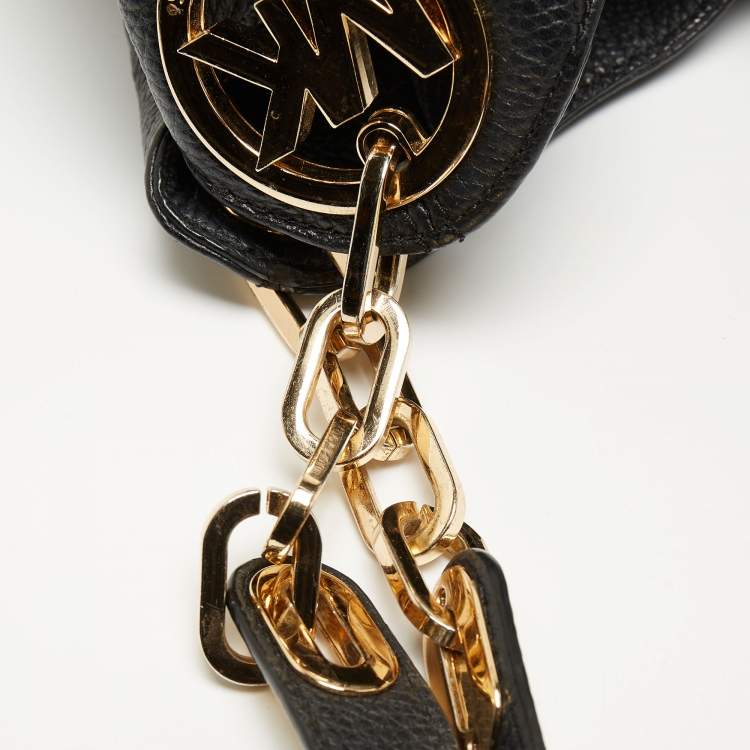 Pre Owned MICHAEL Michael Kors Black Soft Leather Fulton Hobo