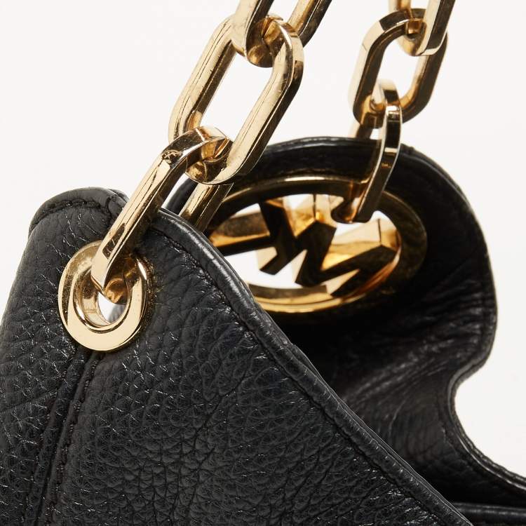 Pre Owned MICHAEL Michael Kors Black Soft Leather Fulton Hobo