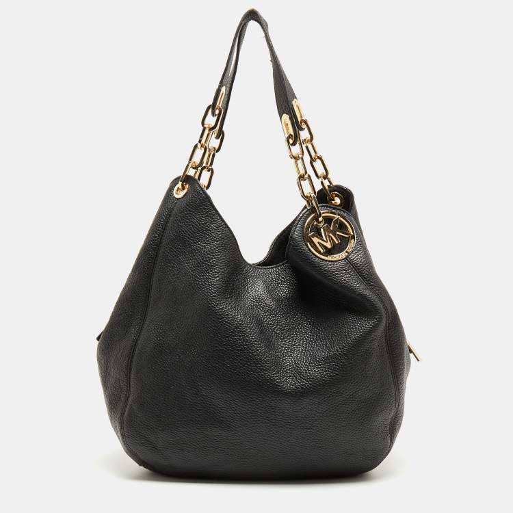 Pre Owned MICHAEL Michael Kors Black Soft Leather Fulton Hobo