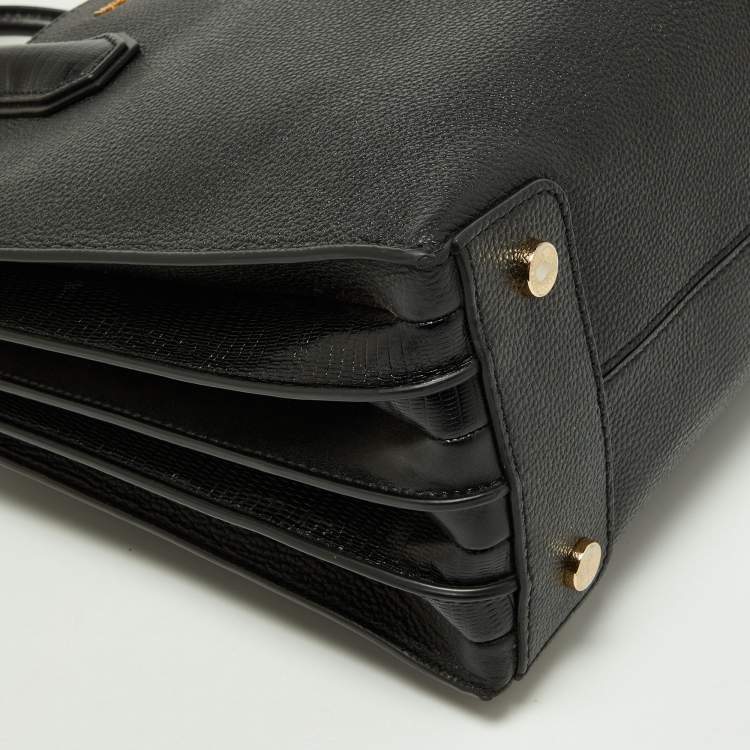 Pre Owned Michael Kors Black Grained Leather Large Mercer Tote