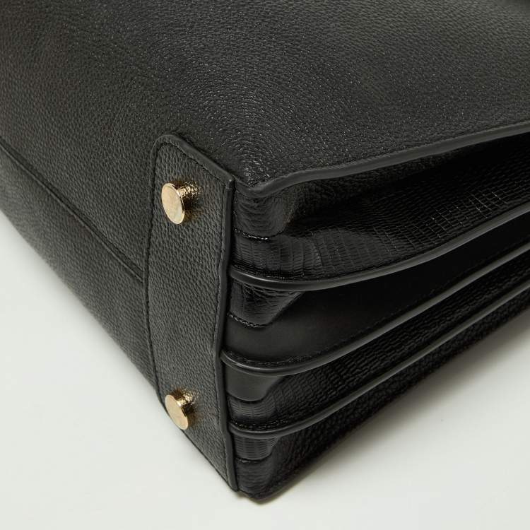 Pre Owned Michael Kors Black Grained Leather Large Mercer Tote