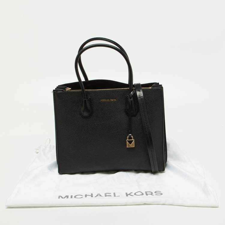 Pre Owned Michael Kors Black Grained Leather Large Mercer Tote