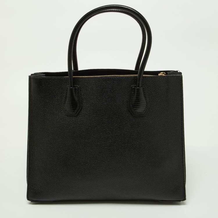 Pre Owned Michael Kors Black Grained Leather Large Mercer Tote