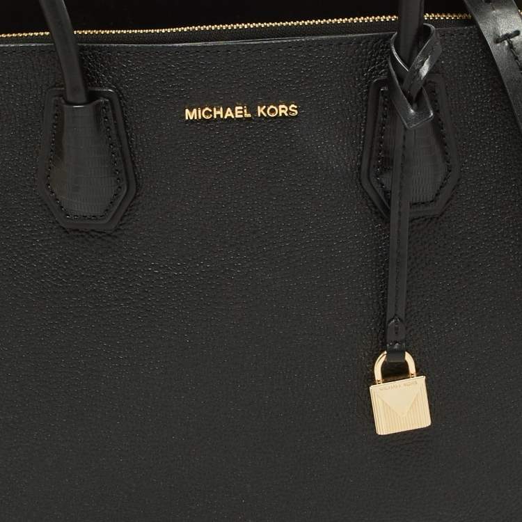 Pre Owned Michael Kors Black Grained Leather Large Mercer Tote