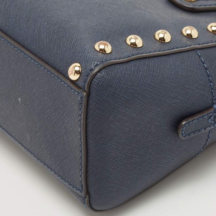 Pre Owned Michael Kors Navy Blue Saffiano Leather Mini Sandrine Satchel