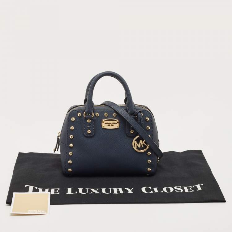 Pre Owned Michael Kors Navy Blue Saffiano Leather Mini Sandrine Satchel