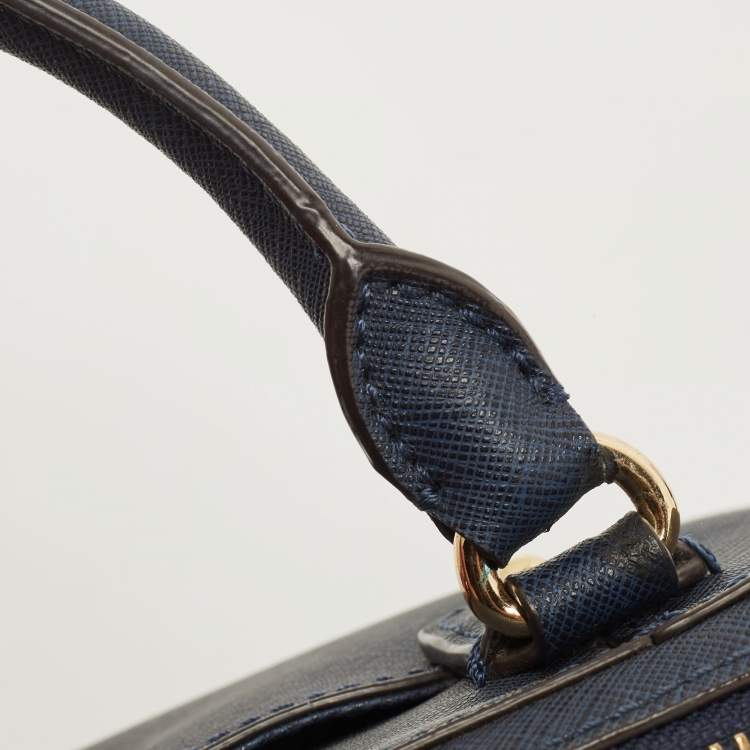 Pre Owned Michael Kors Navy Blue Saffiano Leather Mini Sandrine Satchel