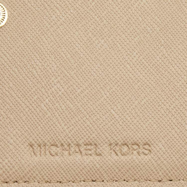Pre Owned Michael Kors Beige Leather Bifold Card Holder