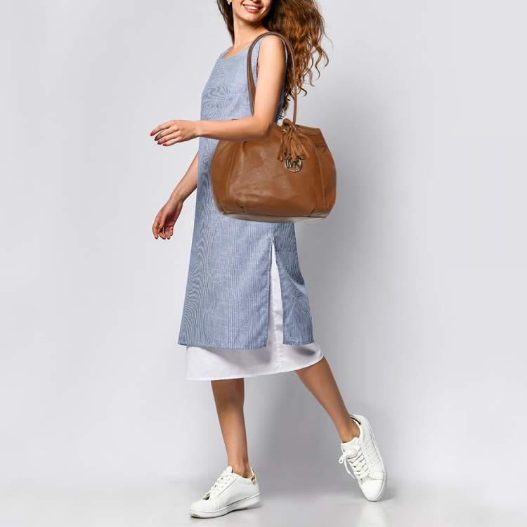 Pre Owned MICHAEL Michael Kors Tan Leather Tassel Hobo